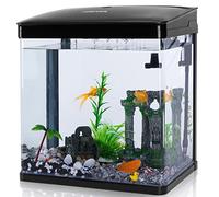 Nobleza - 14L Acuarios y Peceras Completas, Peceras de Cristal con Sistema de Filtrado Integrado e Iluminación LED, Acuarios de Iniciación, Negro
