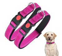 Nobleza - 2× Collar Perro, Collar Nylon Reflectante Suave Acolchado para Perros, Ajustable Collar Perro Grande con Cerradura de Seguridad, Collares de Entrenamiento para Perros (L, Rosa)