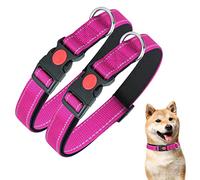 Nobleza - 2× Collar Perro, Collar Nylon Reflectante Suave Acolchado para Perros, Ajustable Collar Perro Mediano con Cerradura de Seguridad, Collares de Entrenamiento para Perros (M, Rosa)
