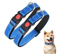 Nobleza - 2× Collar Perro, Collar Nylon Reflectante Suave Acolchado para Perros, Ajustable Collar Perro Mediano con Cerradura de Seguridad, Collares de Entrenamiento para Perros (M, Azul)