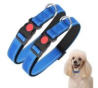 Nobleza - 2× Collar Perro, Collar Nylon Reflectante Suave Acolchado para Perros, Ajustable Collar Perro Pequeño con Cerradura de Seguridad, Collares de Entrenamiento para Perros (S, Azul)