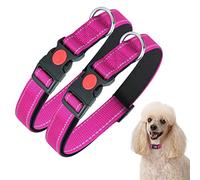 Nobleza - 2× Collar Perro, Collar Nylon Reflectante Suave Acolchado para Perros, Ajustable Collar Perro Pequeño con Cerradura de Seguridad, Collares de Entrenamiento para Perros (S, Rosa)