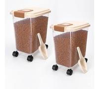Nobleza 2* Contenedor de Pienso para Mascotas 40L, con Ruedas, Tapa Abatible, Cuchara y Marcador de Fecha, Caja Hermética Transparente para Perros y Gatos
