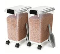 Nobleza 2-Pack Contenedor de Comida para Mascotas 40L - Hermético con Ruedas, Tapa Abatible, Cuerpo Transparente - Almacena Pienso de Perros y Gatos -