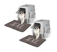 Nobleza 2 x Arenero para Gatos de Acero Inoxidable， Caja de Arena para Gatos， Bandeja de Arena Cerrada de Metal con Estera de Doble Capa y Pala， Espacioso para Gatos Grandes