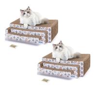 Nobleza 2 x Rascador Cartón para Gatos Tableros con Hierba Gatera, Rascador de Cartón Corrugado, Rascador de Muebles, Disponible en Ambos
