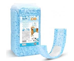 Nobleza 20 Unidades Pañales Perro Macho Desechables Talla M (34-50cm) - Antifugas 360° con Núcleo de Gel - Fajas para Incontinencia y Marcado - Cierres Ajustables Sin Tirones