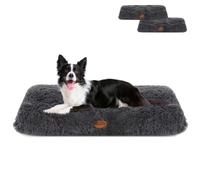 Nobleza 2X Cama Perro Grande, Cama Perro Lavable, Peluche Largo Cama para Perros, Suave y Esponjoso, Cama de Perro Antideslizante, Gris Oscuro, 95x60cm