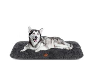 Nobleza 2X Cama Perro Grande, Cama Perro Lavable, Peluche Largo Cama para Perros, Suave y Esponjoso, Cama de Perro Antideslizante, Gris Oscuro, 122x74cm