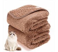 Nobleza 2X Manta Gato, Manta de Felpa para Perros Pequeñas, 80 x 80 cm, Súper Suave, Reversible, Lavable a Máquina, Marrón