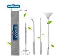 Nobleza 4-en-1 Herramientas de Acuario, Acero Inoxidable Accesorios de Limpieza de Acuarios - Juego de Herramientas para Paisajismo Espátula Alicates