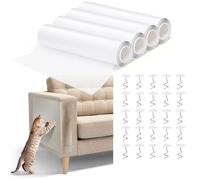 Nobleza 4 Piezas Protector de Muebles Gatos, Antiarañazos Gatos Sofa, 20 * 300cm per Roll, Transparente Protectores de Sofa para Arañazo con 60 Tornillos para Puerta, Pared, Sofá