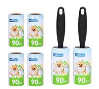 Nobleza 540 Hojas Quitapelos y Rodillos, Rodillo Quitapelusas, Rodillo Quitapelos Adhesivo Extra para Ropa, Pelo de Perro, pelos de Gato, 6 Rodillos + 2 Mangos