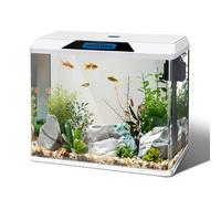 Nobleza - 54L Acuarios y Peceras Completas, Peceras de Cristal con Sistema de Filtrado e Iluminación LED, Acuarios de Iniciación, Blanco
