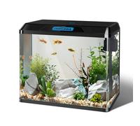 Nobleza - 54L Acuarios y Peceras Completas, Peceras de Cristal con Sistema de Filtrado Integrado e Iluminación LED, Acuarios de Iniciación, Negro