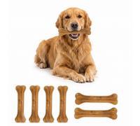 Nobleza 6x Huesos Prensados para Perros 20cm, Snack Dental de Piel de Vacuno 100% Natural, Sabor a Res, Juguete Masticable para Fortalecer Dientes y