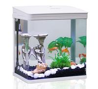 Nobleza - 7L Acuarios y Peceras Completas， Peceras de Cristal con Sistema de Filtrado Integrado e Iluminación LED， Acuarios de Iniciación， Blanco