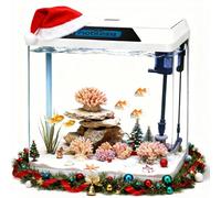 Nobleza - Acuario 30L con Filtro Integrado y Luz LED, Pecera de Cristal Completa para Peces, Acuario de Iniciación para Hogar y Oficina - Blanco