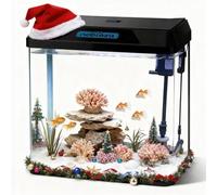 Nobleza - Acuario 30L con Filtro Integrado y Luz LED, Pecera de Cristal Completa para Peces, Acuario de Iniciación para Hogar y Oficina - Negro