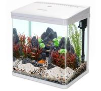 Nobleza - Acuario de Cristal 14L con Iluminación LED y Sistema de Filtro, Pecera con Cubierta y Accesorios para Peces de Agua Dulce y Salada, Diseño