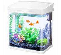 Nobleza - Acuario de Cristal 7L con Iluminación LED y Sistema de Filtro, Pecera con Cubierta y Accesorios para Peces de Agua Dulce y Salada, Diseño