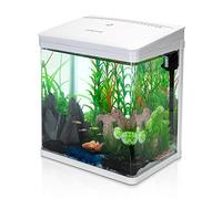 Nobleza - Acuario de Cristal con Cubierta y Luces LED. Sistema de Filtro de 14 litros. Color Blanco