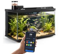Nobleza Acuario Inteligente 30L - Control por App/Google Assistant/Alexa - Pecera Inteligente con Triple Filtración, Alimentación Remota, Drenaje Automático en 1 Toque - Color Negro