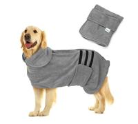 Nobleza Albornoz para Perros con Velcro, Superabsorbente y de Secado rápido, Albornoz de Microfibra para Todos los Gatos y Perros, Toalla Suave para Perros (XL Gris)