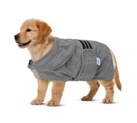 Nobleza Albornoz para Perros con Velcro, Superabsorbente y de Secado rápido, Albornoz de Microfibra para Todos los Gatos y Perros, Toalla Suave para Perros (S Gris)