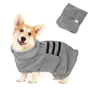 Nobleza Albornoz para Perros con Velcro, Superabsorbente y de Secado rápido, Albornoz de Microfibra para Todos los Gatos y Perros, Toalla Suave para Perros (M Gris)