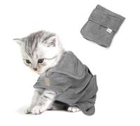 Nobleza Albornoz para Perros con Velcro, Superabsorbente y de Secado rápido, Albornoz de Microfibra para Todos los Gatos y Perros, Toalla Suave para Perros (XS Gris)