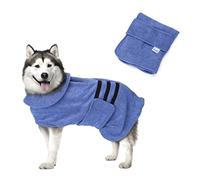 Nobleza Albornoz para Perros con Velcro, Superabsorbente y de Secado rápido, Albornoz de Microfibra para Todos los Gatos y Perros, Toalla Suave para Perros (L Azul)