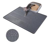 Nobleza Alfombra para Arena de Gato XXL de Silicona (101 x 71 cm) | Esterilla para Arenero Impermeable con Bordes Elevados, Antideslizante y Fácil de Limpiar, Gris