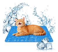 Nobleza Alfombra Refrescante para Gatos - Gel Auto-refrigerante No Tóxico, Activado por Presión, 40x50 cm, Azul con Estampado