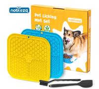 Nobleza Alfombrilla para Lamer Perros, 2 Piezas, Lick mat Perros y Gatos con Espátula y Cepillo de Silicona, Super Ventosas para Bañarse, Arreglarse, Entrenar y Cuidado de las Garras