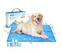 Nobleza Alfombrilla Refrescante para Mascotas - Gel Auto-refrigerante No Tóxico, Estampado de Gotas Azules, Ideal para Perros y Gatos - Tamaño: 50x90