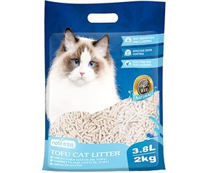 Nobleza Arena para Gatos de 3,8 litros ~ 2 kg, Arena para Gatos aglomerante Biodegradable y Vegetal, Extra Absorbente, Libre de Polvo dañino, antiolor