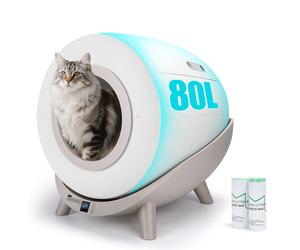 Nobleza Arenero Autolimpiable Inteligente para Gatos con App, 80L Capacidad, Ideal para Varios Gatos, Incluye 2 Rollos de Bolsas de Basura SL01