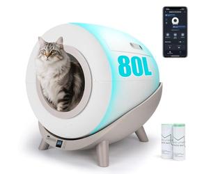 Nobleza - Arenero Autolimpiable Inteligente para Gatos con App - SL01, 80L Capacidad, Ideal para Varios Gatos, Incluye 2 Rollos de Bolsas de Basura, Inodoro Automático para Mascotas