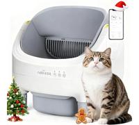 Nobleza Arenero Autolimpiable SL03 para Gatos - Caja de Arena Automática con Control por App, Diseño Abierto, Gran Capacidad, Incluye 2 Rollos de Bolsas y 1 Ambientador, Color Blanco