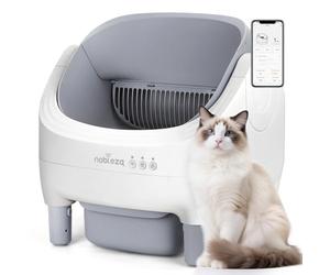 Nobleza Arenero Autolimpiable SL03 para Gatos - Caja de Arena Automática con Control por App, Diseño Abierto, Gran Capacidad, Incluye 2 Rollos de Bolsas y 1 Ambientador, Color Blanco