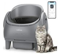 Nobleza Arenero Gatos Autolimpiable Abierto, Arenero Automático Inteligente con Control por App, Arenero Grande para Gatos de 1-15kg, Multi-Sensores de Seguridad, Incluye Pastillas Desodorantes, Gris