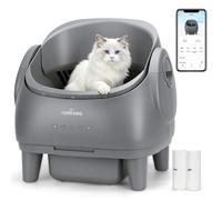 Nobleza Arenero Gatos Autolimpiable Abierto - Arenero Automático Inteligente con Control por App, Multi-Sensores de Seguridad, para Gatos 1-15kg, Incluye Bolsas y Desodorantes, Gris