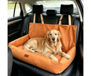 Nobleza Asiento de Coche para Perros Medianos a Grandes, Cinturón de Seguridad Estable, Impermeable, Antideslizante, Adecuado para Perros Medianos y Grandes, L92*W52*H47cm, Color Naranja