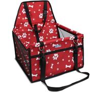 Nobleza Asiento de Coche para Perros Pequeños y Gatos, Transportín Perro Coche con Bolsillo con Cremallera y Correa de Seguridad, Plegable e Impermeable, Malla Transpirable, 40x34x25cm, Rojo