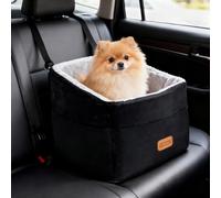 Nobleza Asiento Perro Coche Pequeño, Asiento Elevado para Mascotas con Cojín Grueso y Bolsillos, Cama Perro Coche Lavable para Perros y Gatos, 50 x 50 x 40 cm, Negro