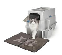 Nobleza Arenero para Gatos de Acero Inoxidable, Caja de Arena para Gatos, Bandeja de Arena Cerrada de Metal con Estera de Doble Capa y Pala, Espacioso para Gatos Grandes