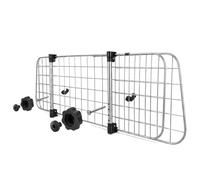 Nobleza - Barrera Protectora de Coche para Perros, Rejilla Separador Perro Coche Extensible Universal Reja de Seguridad Barrera, Adecuado para Coches con Reposacabezas, 96-145 x 30 cm, Acero, Plata