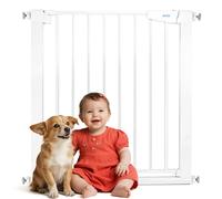 Nobleza Barrera Seguridad Niños Perros 76cm Alto | Cierre Automático Bidireccional, Sin Taladro | Ajustable 75-82cm para Escaleras y Puertas, Blanco