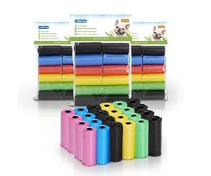 Nobleza Bolsas Caca Perro, 1080 Unidades Bolsas Excrementos Perros, Extra Grueso, Fuerte y a Prueba. 12 Rollos por Pack, 72 Rollos, 5 Colors